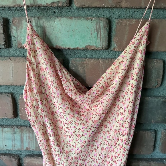 VTG Betsey Johnson Peach Floral Print Beaded Hem Sleeveless Dress Sz 8 PETITE - Picture 12 of 15